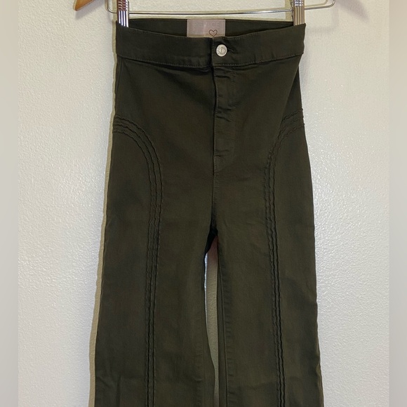 Revice - High Waist Wide Leg Flared Roller Girl Jeans Military Green - size 26 - Picture 6 of 9